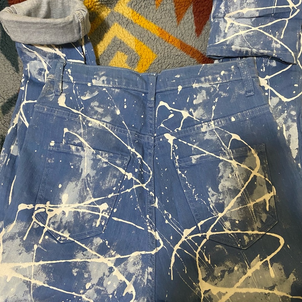 Blue Paint Art Stretchy Denim Jeans